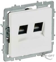 Изображения товара BRITE Розетка компьютерная двойная кат.5E RJ45 РК10-2-БрАБ арктический белый | BR-K20-1-K91 | IEK