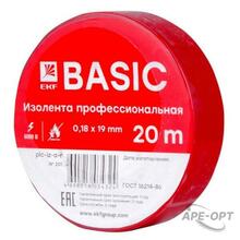 Изображения товара Изолента, класс А (профессиональная), 0.18х19мм, 20 метров, красная EKF Simple | plc-iz-a-r | EKF