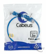 Изображения товара Cabeus PC-UTP-RJ45-Cat.5e-0.5m-BL Патч-корд U/UTP, категория 5е, 2xRJ45/8p8c, неэкранированный, синий, PVC, 0.5м