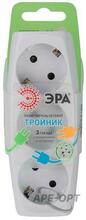 Изображения товара Тройник SP-3e-W 3гн, c заземл, со шторками (белый) (10/60/960) |C0045529 | ЭРА