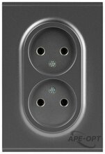 Изображения товара Розетка Arktik 16-2107-06 без заземления двойная 2X2P 16А-250В графит | Б0071686 | ЭРА