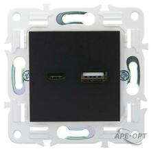 Изображения товара SKANDY Розетка USB A+C 18Вт SK-R13Bl черный | SK-U22-018-K02 | IEK