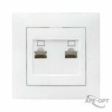 Изображения товара Валенсия розетка компьютерная RJ-45 2-местная белая EKF PROxima | EWK02-035-10 | EKF