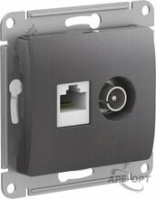 Изображения товара Glossa Графит Розетка 2-ая TV + компьютерная RJ45, кат