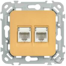 Изображения товара FLITE Розетка 2-ая компьютерная RJ45 кат.5Е UTP РК5е-2-0-ФлШм шамуа | FI-K22-1-K89 | IEK