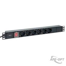 Изображения товара Блок розеток PDU TERACOM 19" 1U 16А/250В 6 розеток Schuko 2 метра 3x1,5 мм2 вилка Schuko | TRC-HPD-LS-16A-6SH-2MSH | EKF
