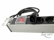 Изображения товара R-10-8S-V-440-1.8 - Блок розеток Rem-10 с выкл., 8 Sсhuko, 10 A, алюм., 19", шнур 1.8 м