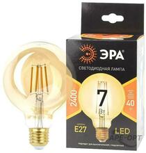 Изображения товара Лампа светодиодная F-LED G95-7W-824-E27 gold (филамент, шар зол, 7Вт, тепл, E27) (20/420) | Б0047662 | ЭРА