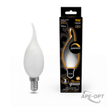 Изображения товара Лампа светодиодная Filament Свеча на ветру 9W 590lm 3000К Е14 milky диммируемая LED 1/10/50 | 104201109-D | Gauss