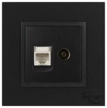 Изображения товара 14-3110-05 Розетка RJ45+TV, IP20, антрацит | Б0034318 | ЭРА