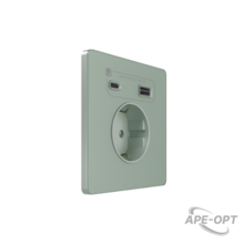 Изображения товара Systeme Infinity, Розетка С/У с ЗК и зар.устр.USB А+С 20Вт (250В, 16А, защит.шторки), Таежное утро