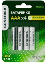 Изображения товара Батарейка щелочная Alkaline LR03/AAA (4шт/блистер) | ABT-LR03-ST-L04-G | GENERICA