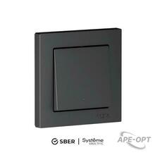 Изображения товара AtlasDesign SMART Карбон Выключатель 1-клавишный с подсветкой, Zigbee, сх.1, L+N, 10А, механизм | ATN001013Z | SE