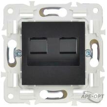Изображения товара SKANDY Розетка компьютерная двойная RJ45 кат.5E SK-K03Bl черный | SK-K20-1-K02 | IEK