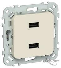 Изображения товара FLITE Розетка USB A+A 2,1А РЮ-2-ФлСл сливочный | FI-U21-D31-K86 | IEK