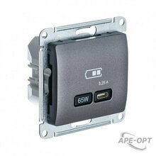 Изображения товара Glossa Графит USB Розетка тип-C 65W высокоскор.заряд