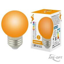 Изображения товара Лампа светодиодная LED-G45-1W/ORANGE/E27/FR/С декоративная LED