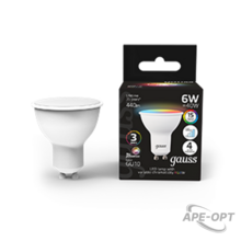 Изображения товара Лампа светодиодная Smart MR16 6W GU10 RGBW+dim 1/10/100 | 101106406 | Gauss