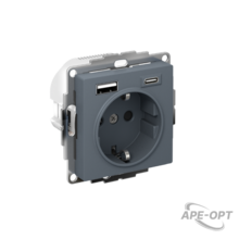 Изображения товара AtlasDesign Розетка 16А c 2 USB A+C, 5В/2,4А/3,0А, 2х5В/1,5А, механизм, Грифель | ATN000732 | SE