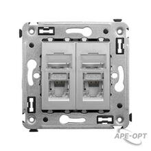 Изображения товара Компьютерная розетка RJ-45 в стену, кат.5e двойная экранированная,"Avanti", "Закаленная сталь" | 4404364 | DKC