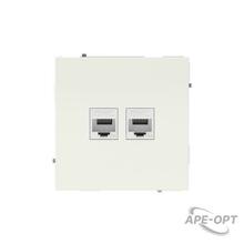 Изображения товара Компьютерная розетка RJ-45 без шторки, кат.5е двойная, KANT, белая магнолия | 7000664 | DKC