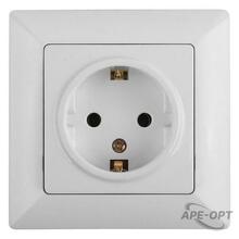 Изображения товара Розетка Intro Solo 4-202-01 с заземлением 2P+E Schuko, 16А-250В, IP20, СУ, белый | Б0053649 | Intro