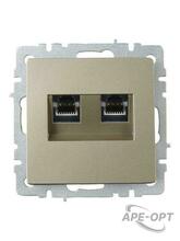 Изображения товара BRITE Розетка компьютерная 2-ая RJ45 кат.6 РК11-2-БрШ шампань | BR-K20-2-K37 | IEK