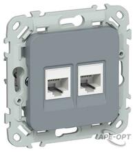 Изображения товара FLITE Розетка 2-ая компьютерная RJ45 кат.5Е UTP РК5е-2-0-ФлМ маренго | FI-K22-1-K35 | IEK