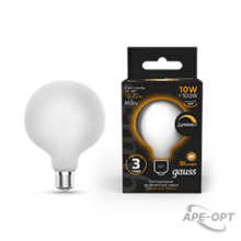 Изображения товара Лампа светодиодная Filament G125 10W 1070lm 3000К Е27 milky диммируемая LED 1/20 | 187202110-D | Gauss