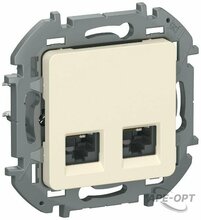Изображения товара Inspiria Слоновая кость Розетка компьютерная 2-ая RJ45 кат.6 UTP | 6738411 | IEK