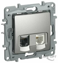 Изображения товара Etika Алюминий Розетка двойная RJ11+RJ45 кат.5E UTP | 6724521 | IEK