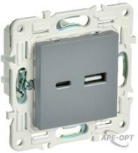 Изображения товара SKANDY Розетка USB A+C 3,1А SK-R14Gr серый | SK-U22-D31-K03 | IEK