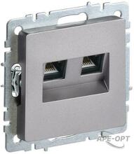 Изображения товара BRITE Розетка компьютерная 2-ая RJ45 кат.6 РК11-2-БрС сталь | BR-K20-2-K46 | IEK