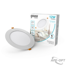 Изображения товара Светильник Basic Downlight круг 12W 1000m 4000K 170-260V IP20 145*26 белый LED 1/60 | 9030420212 | Gauss