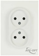 Изображения товара Розетка Arktik 16-2107-08 без заземления двойная 2X2P 16А-250В белый матовый | Б0071688 | ЭРА