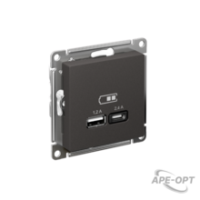 Изображения товара AtlasDesign Базальт USB Розетка А+С, 5В/2,4 А, 2х5В/1,2 А, механизм | ATN001439 | SE