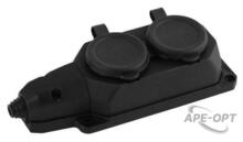 Изображения товара Колодка каучуковая с/з 2гн 16A IP44 черная K-2e-B-IP44| Б0044544 | ЭРА