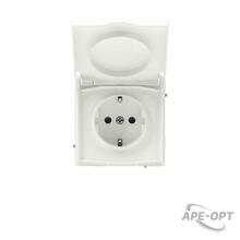 Изображения товара Розетка силовая, 2P+E, с з/ш, с крышкой, IP44, KANT, белая магнолия | 7000013 | DKC