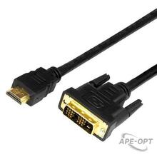 Изображения товара Шнур HDMI - DVI-D с фильтрами, длина 2 метра (GOLD) (PE пакет) | 17-6304 | REXANT
