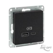 Изображения товара Механизм розетки USB-A+С, чёрный Эпика EKF | UP1-SOB-USBA+USBC | EKF
