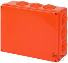 Изображения товара Распаячная коробка ЭРА KORv-240-190-90-12g-OR-FR ОП огнестойкая 240х190х90мм оранжевая на винтах 12 вх