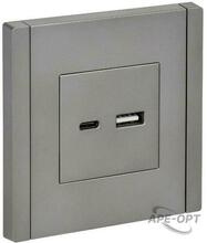 Изображения товара FORTE&PIANO Розетка USB A+C 3,1А FP550 сталь | FP-U22-D31-K46 | IEK