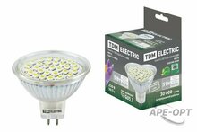 Изображения товара Лампа светодиодная LED 5Вт GU5.3 220В 4000К MR16 SMD отражатель (рефлектор) | SQ0340-0028 | TDM