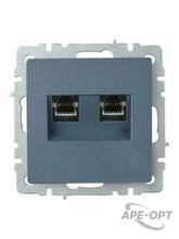 Изображения товара BRITE Розетка компьютерная 2-ая RJ45 кат.6 РК11-2-БрМ маренго | BR-K20-2-K35 | IEK