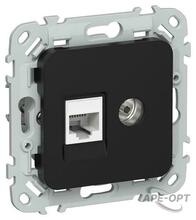 Изображения товара FLITE Розетка 2-ая RJ45/TV кат.5Е UTP РКТВ5е-2-0-ФлЧ черный | FI-AK22-1-K02 | IEK