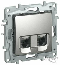 Изображения товара Etika Алюминий Розетка компьютерная 2-я RJ45 кат.5Е UTP | 6724551 | IEK