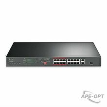 Изображения товара TL-SL1218P - 18-портовый коммутатор с 16 PoE+ портами 10/100 Мбит/с и 2 гигабитными портами, бюджет PoE до 150 Вт
