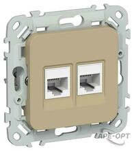 Изображения товара FLITE Розетка 2-ая компьютерная RJ45 кат.5Е UTP РК5е-2-0-ФлХ хаки | FI-K22-1-K59 | IEK