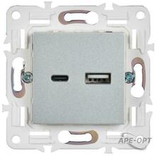 Изображения товара SKANDY Розетка USB A+C 18Вт SK-R13S серебряный | SK-U22-018-K23 | IEK