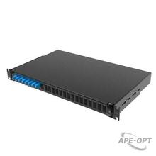 Изображения товара Оптическая полка выдвижная 1U с адатерами 8 х duplex LC OS2 в комплекте с лицевой панелью, пигтейлами, сплайс-кассет(ой/ами) и гильз | RNFP9DLCU8 | DK